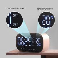 Radio despertador digital, altavoz Bluetooth inalámbrico, Carga USB, reproducción de tarjeta TF y AUX para escritorio (Rose Gold) - details 3