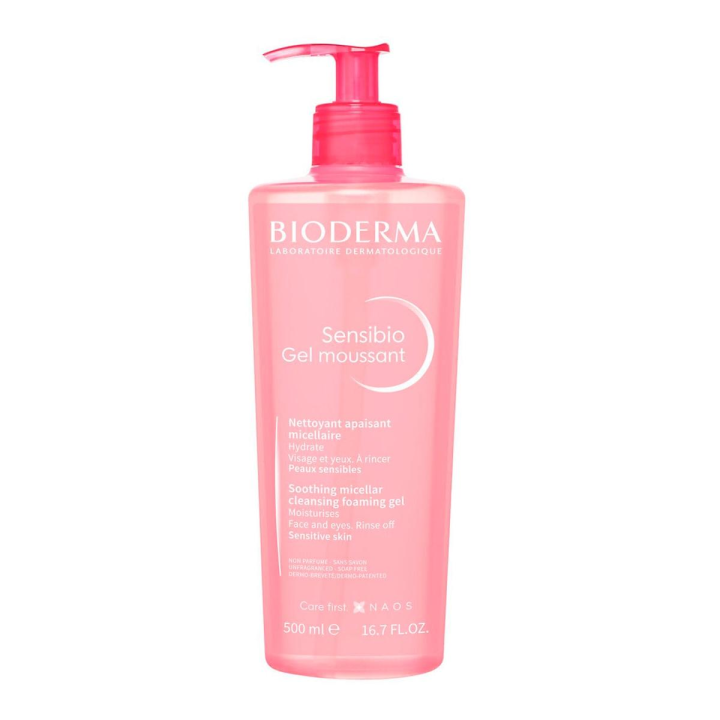 Bioderma Sensibio Gel Moussant Limpiador Facial Suave 500 ml, Hidrata y Calma la Piel Sensible
