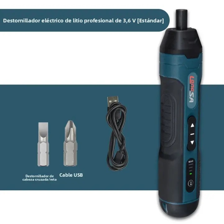 Juego De Destornillador Eléctrico Recargable 1300mAh 3.6V Herramienta De Reparación Doméstica Con 4 Niveles De Torque Sin Cable - 1