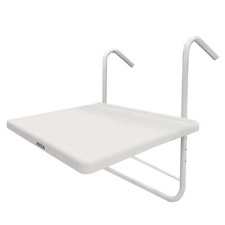Mesa auxiliar Jocca para barandilla plegable, con tres inclinaciones diferentes, altura regulable, muy resistente, valido para exteriores e interiores y de color blanco - 1