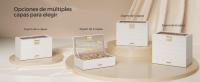 SONGMICS Caja Joyero Apilable, Caja de Joyas de 6 Capas Grande, Tapa de Cristal Transparente, 17 x 28 x 25,3 cm, para Cajón de Tocador, Idea de Regalo, Blanco Nube - details 1