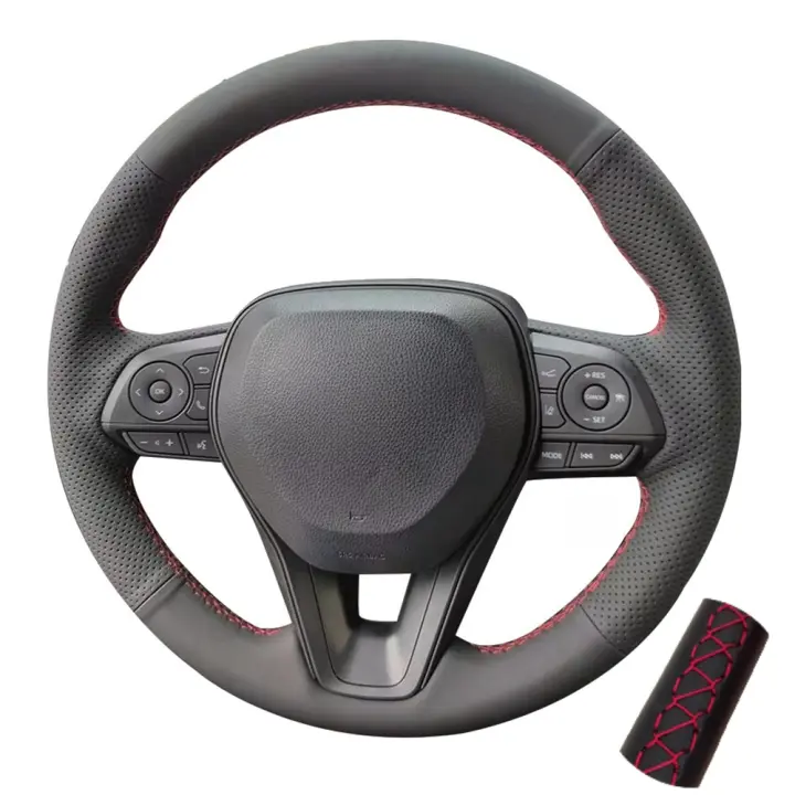 Cubierta De Volante De Cuero Microfibra Perforada Para Toyota Camry 2018 Corolla RAV4 Avalon Crown 2019 Cubierta De Volante De Coche Protección Del Interior Automóvil Tamaño Personalizable - 1