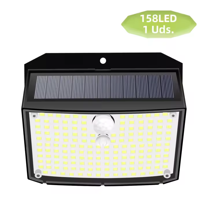 Lámpara Solar Exterior 158 LED Con Sensor De Movimiento Impermeable 3 Modos Luz De Pared Para Jardín Alambrado Patio Garaje - 1