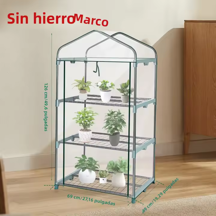 Casa De Hierba De Jardín De 4 Niveles Con Puertas Y Ventanas Cubierta Transparente Impermeable Protección Contra El Frente Sin Marco De Hierro - 1