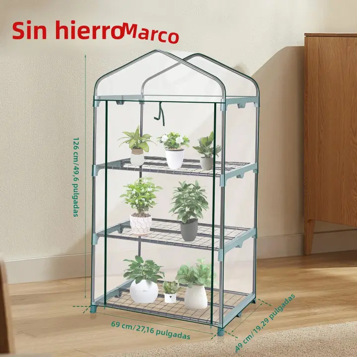 Casa De Hierba De Jardín De 4 Niveles Con Puertas Y Ventanas Cubierta Transparente Impermeable Protección Contra El Frente Sin Marco De Hierro - 1