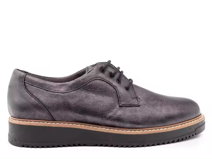 Zapato Cordones Mujer Pitillos 10073 Plomo - 1