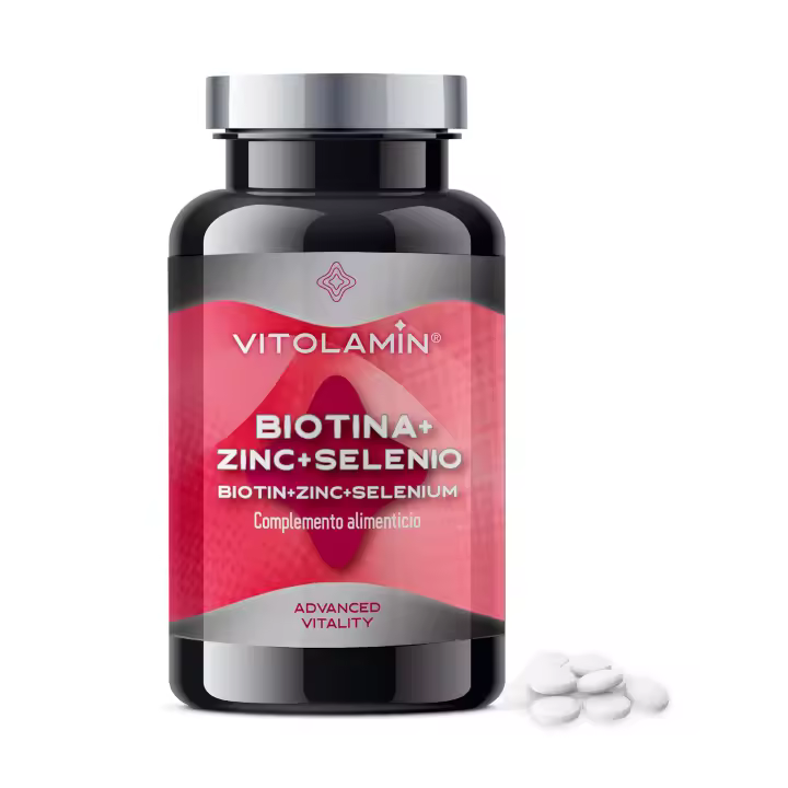 Vit Ol Amin Biotina+Zinc+Selenio 365 Comprimidos Vegetarianos | Biotina 10.000 µg | Vitaminas para el crecimiento del Cabello, el cuidado de la Piel y fortalecimiento de las Uñas. Sin gluten, sin lactosa, sin-GMO, 100% Natural. - 1