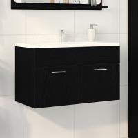 Gabinete de lavabo para baño vidaXL negro roble 80x38,5x46 cm de madera - details 0