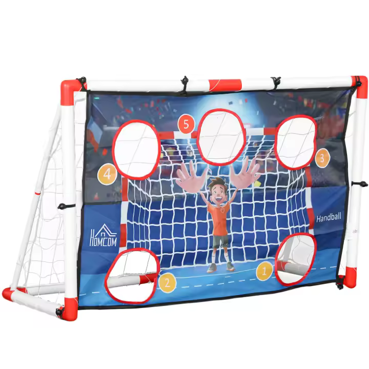 HOMCOM Portería de balonmano para exteriores para niños, portería con 5 zonas de objetivo, balonmano inflable, bomba, clavijas en forma de U, marco liviano - 1