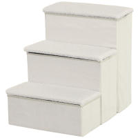 PawHut Escalera para Mascotas de 3 Peldaños Plegable con Tapas Abatibles y Espacio de Almacenamiento 3 Escalones de Perros Gatos Pequeños para Cama Sofá 40x54x48 cm - details 0