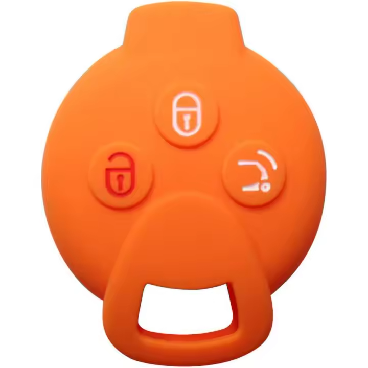 Funda protectora de silicona para llave de coche, funda protectora para mando a distancia SMART 451 FORTWO FORFOUR ROADSTER de 3 botones (naranja) - 1