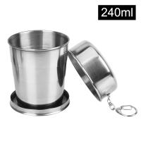 Copa De Agua Retráctil Y Plegable Con Llavero De Acero Inoxidable Para Viajes Y Exteriores Copa Dobladita Ecológica Con Manija - details 8
