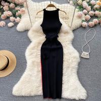 Vestido De Mujer YuooMuoo Elegante Rib Knit Verano Cintura Delgada Bandage Vestido De Pencil Oficina Lady Sin Mangas Bodycon Suéter Vestido - details 1
