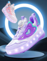 Zapatos De Rodilleras LED Para Niñas Correa Elástica Carga USB Zapatillas Respirables Transpirables Todas Las Estaciones Color Rosa - details 1
