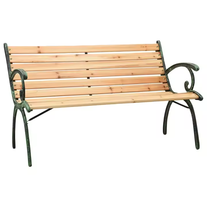 vidaXL Banco de jardín hierro fundido y madera maciza de abeto 116 cm - 1