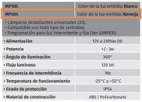 Motorline Professional - Lámpara destellante LED MP205 Universal para puertas de garaje  Funcionamiento fijo o intermitente seleccionable  Multi-voltaje 12v/24v/220v  Color naranja  Angulo ajustable, instalación en muro o base horizontal - details 2