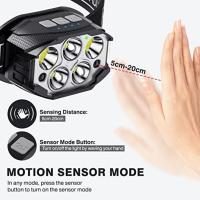 Linterna Frontal LED Recargable 1200 Lumen Con Sensor De Movimiento Impermeable Para Camping Al Aire Libre Pesca 360° Ángulo De Haz - details 2