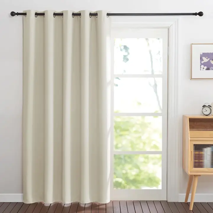 PONY DANCE Door Curtain Thermal - 1 Panel Blackout Curtains for Living Room Bedroom Kitchen Privacy Screen Heat Cold Insulated, 66 inch Width x 84 inch Drop, Light Beige - 1