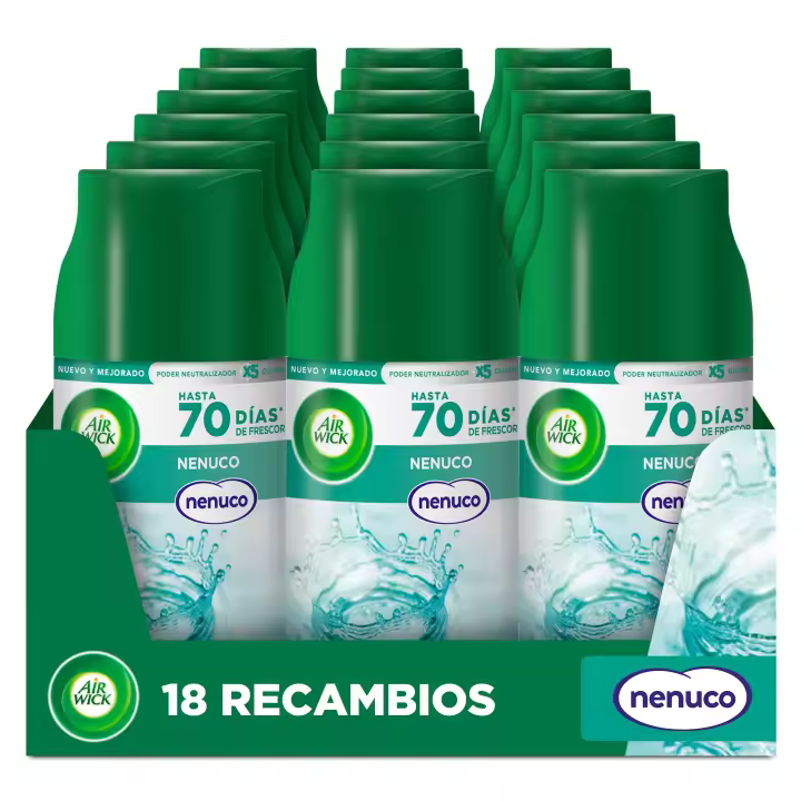Air Wick Ambientador Freshmatic - Set Lote 18 Recambios, Ambientador para Casa, Diferentes Aromas, Neutraliza Malos Olores, Flor Frescor, Flores Blancas, Lirio de Luna, Nenuco, Oasis Turquesa, Delicias de Verano, Lavanda y Camomila - 1