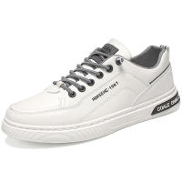 Zapatos Casuales Para Hombre Blancos Transpirables Moda Tenis Para Conducir Y Caminar Skate Flats Cierre SLIP-ON Material Superior De Cuero Artificial - details 1
