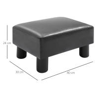 HOMCOM Reposapiés Otomano Taburete Pequeño Tapizado en Piel Sintética con Asiento Acolchado de Espuma y Patas de Plástico para Sofá Dormitorio 40x30x24 cm - details 2
