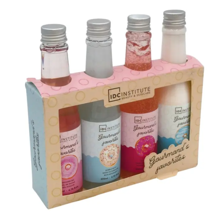 Bonito Set Gourmands Baño IDC Institute – 4 Piezas en Elegantes Botellas: Gel, Loción, Baño de Burbujas y Exfoliante Corporal - 1