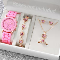 Set De 6 Relojes Para Mujer Casual Con Correa De Silicona Y Diamantes En Forma De Corazón Relojes De Cuarzo Analogos Sin Caja - details 2
