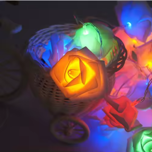 ShopINess Guirnalda de 20 Rosas LED Multicolor - Decoración para Hogar, Bodas y Fiestas - 1
