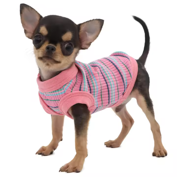 Camiseta De Ribete Para Perros Pequeños Chihuahua Ropa De Verano De Algodón 100% Vestido De Camiseta De Estilo Tejido Para Mascotas - 1