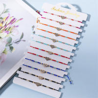 Set De 12 Pulseras De Hilo Tejido Con Encantos De Corazón De Cristal Para Mujeres Y Hombres Pulseras Bohemias Joyería Regalo - details 2
