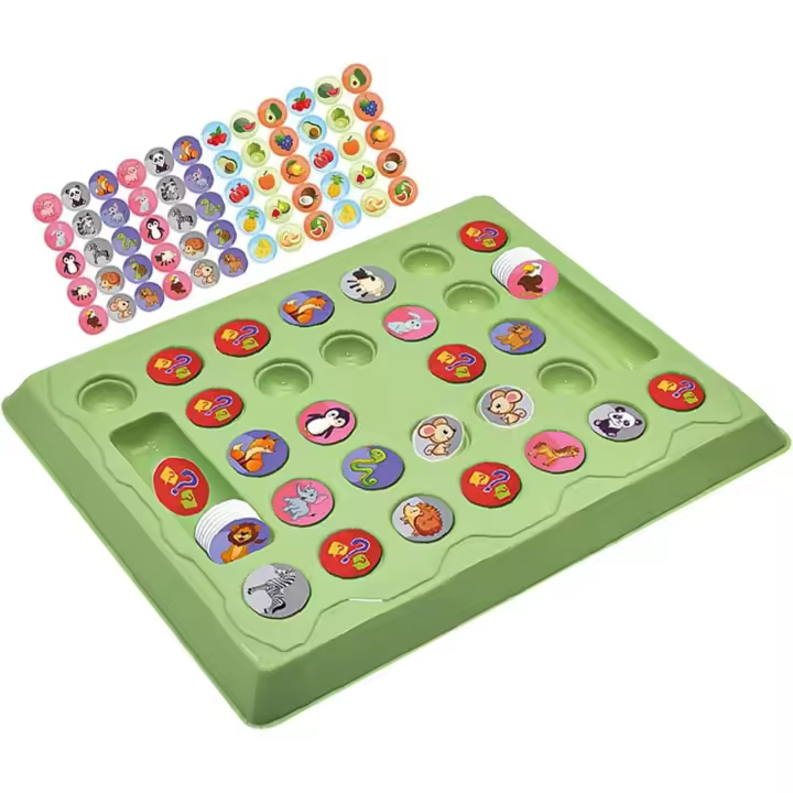 Juego de memoria, ajedrez con doble cara de dibujos animados, juego creativo para niños con tablero de ajedrez y 60 cartas estampadas, juegos de campamento para niños mayores de 3 años - 1