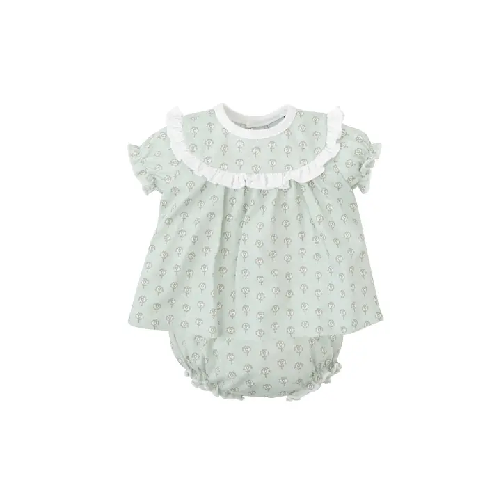 Babidu - Conjunto de Bebe Niña Verde en Algodón - 1