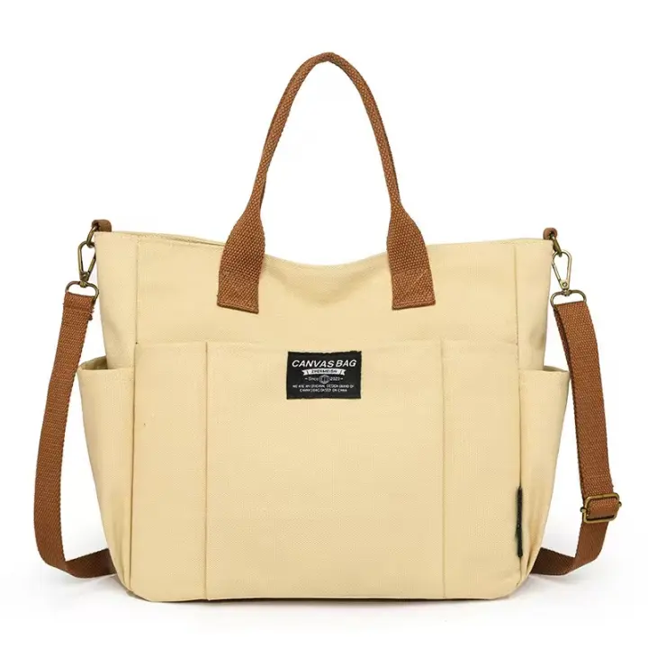 Bolso de Lona simple urban para Mujer Bolso de mano portátil Bolso horizontal Gran capacidad Crossbody Bolsa Pd9cc - 1