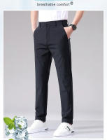 Pantalones Casuales Para Hombre Verano Ultrafino Seda De Hielo Delgados Rectos Negros Grises Pantalones De Negocios Rapidos Secados - details 1