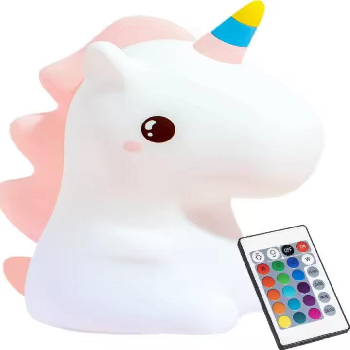 Lámpara De Noche Unicornio Con Control Remoto Para Dormitorio Luz LED De Animales Decoración Moderna Recargable Por USB - 1