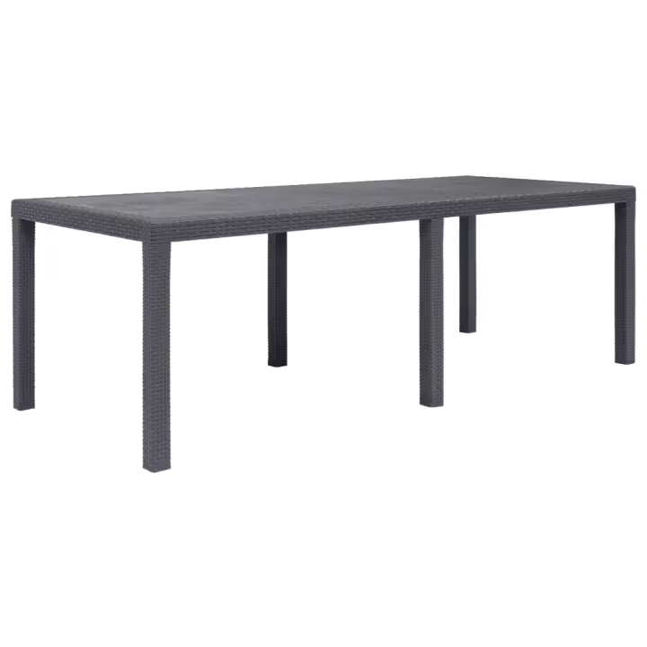 Mesa de jardín de plástico aspecto ratán marrón 220x90x72 cm - 1