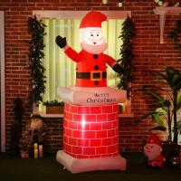 HOMCOM Papá Noel Hinchable con Chimenea Navidad Hinchable con 2 Luces LED e Inflador Eléctrico Decoración Navideña para Exteriores Interiores 80x70x210 cm Multicolor - details 1