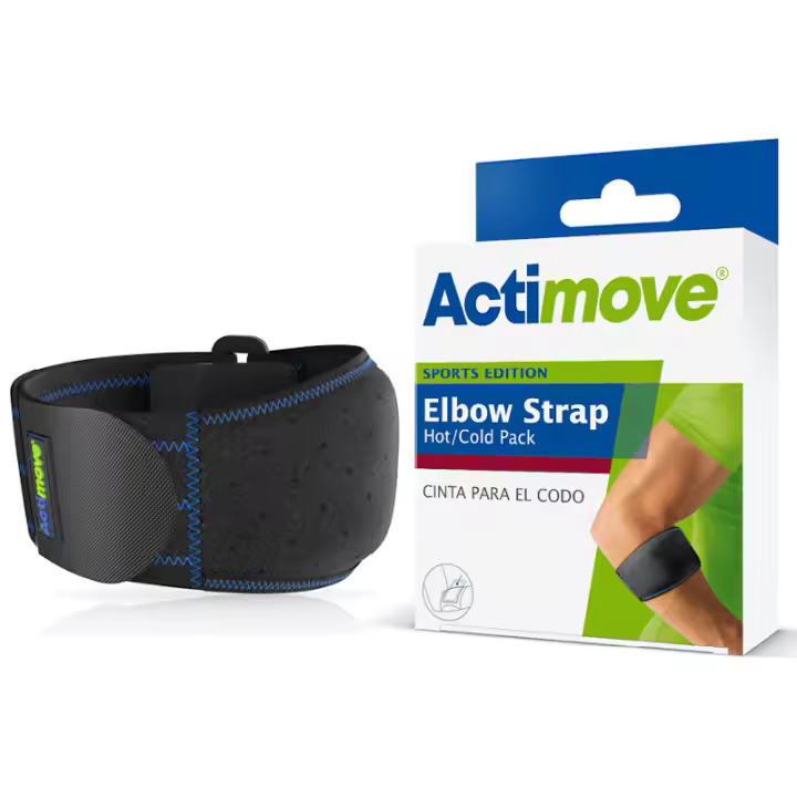 ACTIMOVE ELBOW STRAP CINTA AJUSTABLE PARA EL CODO TERAPIA DE CALOR/FRIO NEGRA TALLA UNIVERSAL - 1