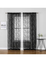 Cortinas De Encaje Sencillo Negro Para Ventanas De Sala Y Dormitorio Cortinas De Partición Para Ventanas Bayas Tejidas Alargadas - details 5