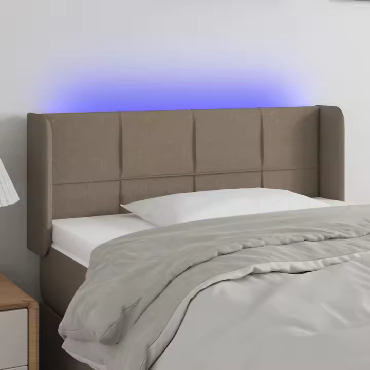 vidaXL Cabecero con LED de tela gris taupe 93x16x78/88 cm - 1