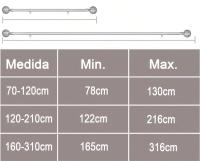 Barra de Cortina Extensible, Barra Universal Decorativa de Metal Color varios Blanco y Negro, Bola Red16-19 mm Diámetro, Tamaños 70-120/120-210/160-310cm - details 2