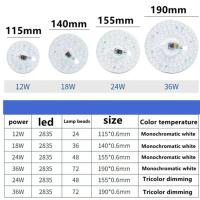 Lámpara LED De Anillo Redondo 36W 24W 18W 12W Blanco Frío Panel De Techo AC220V Dimming Tricolor Para Uso Industrial - details 5