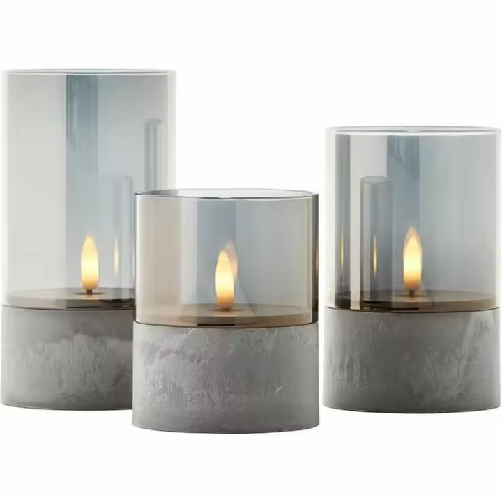 Vela LED Brilliant Gris Metal 3 Unidades - 1