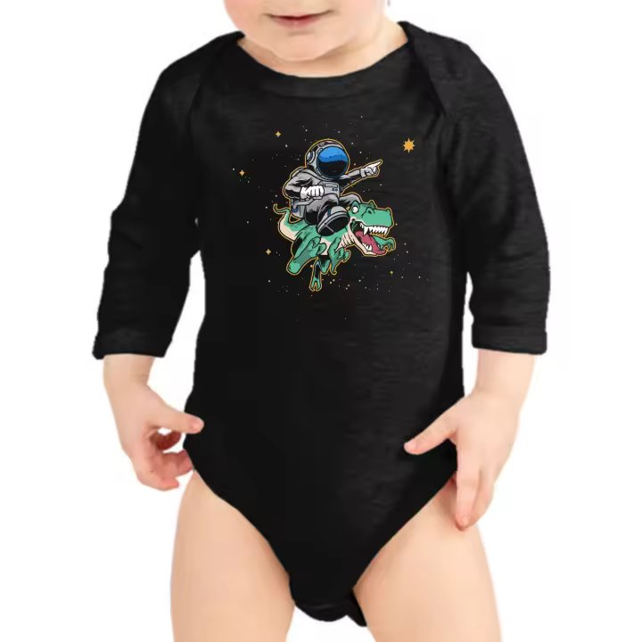 The Fan Tee Body Manga larga de Bebe Espacio Galaxia Planetas Astronauta Estrellas Sol 046 - 1