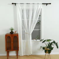 Cortina De Tules Bordada Con Patrón De Ramas De Sauce Para Estilo Moderno Pastoral Decoración De Sala De Estar Translúcida De Poliéster 100% - details 5