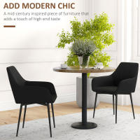 HOMCOM Sillas de Comedor HOMCOM Sillas de Visita Diseño Escandinavo - Juego de 2 sillas - Patas cónicas de metal negro - Asiento, respaldo y reposabrazos ergonómicos de Lino - details 3