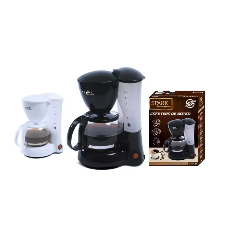 SPARK - Cafetera de Goteo 4-6 Tazas 0.6L Potencia 650W Recipiente de Cristal Desmontable, Protección térmica, Función Anti-Goteo, Llenado Preciso, Filtro de Nylon Reutilizable Integrado, Café Té Hervidor Calentador - 1