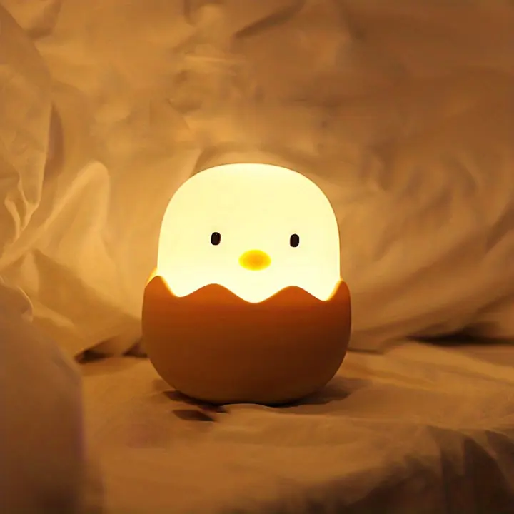 Lámpara Nocturna De Huevo De Silicona Creativa Con Forma De Pollo Luz De Noche LED Para Decoración Del Hogar Y Regalo Para Niños - 1