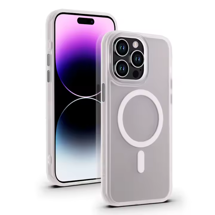 Funda De Carga Inalámbrica Magnética Magsafe Para iPhone 15 14 plus 13 12 11 pro Max Matte Antichoque Bumper Armadura Cubierta Rígida - 1