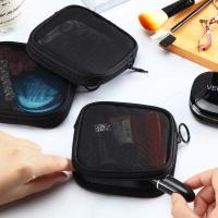4 bolsas de Malla para maquillaje, Bolsa de Malla para Cosméticos, mini Bolsa portátil (negra, pequeña) - details 3